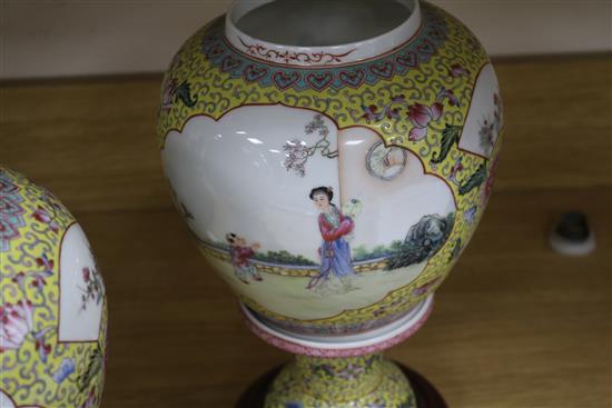 Two Chinese lamps, height 34cm